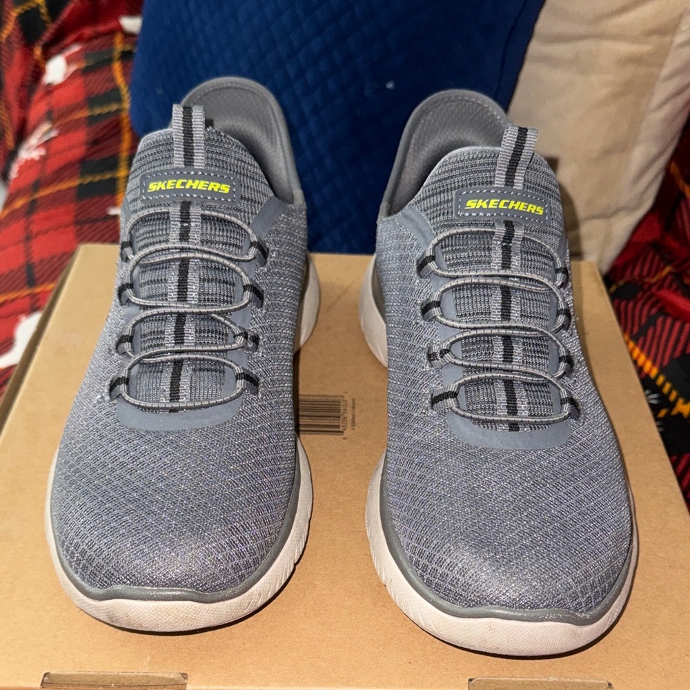 Skechers Gray and Yellow Casual Sneakers